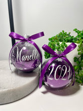 Load image into Gallery viewer, Loose Glitter Personalised Christmas bauble