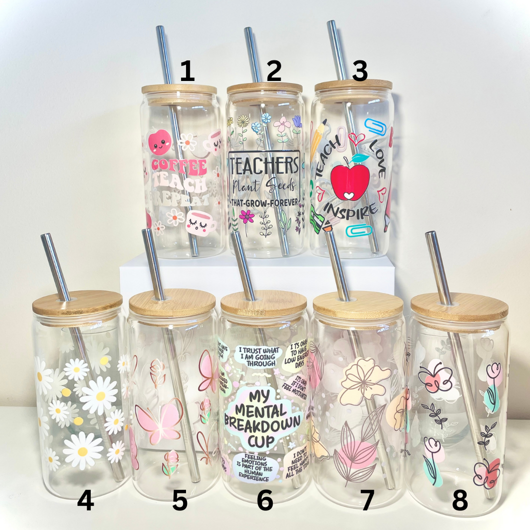 Glass Tumbler with Straw