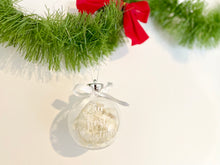 Load image into Gallery viewer, Glass Preserved Flower Christmas Bauble Personalised

