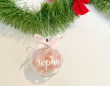 Load image into Gallery viewer, Glass Preserved Flower Christmas Bauble Personalised

