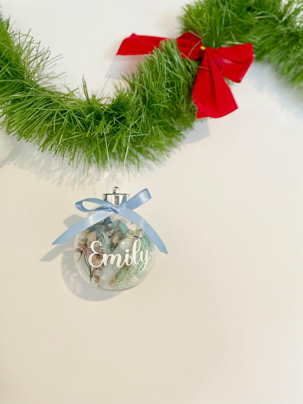 Glass Preserved Flower Christmas Bauble Personalised